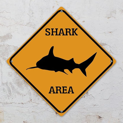 Fierce Fish Crossing Xing Sign Beware of Fierce Fish Metal Sign Ocean Animal Funny Warning Sign Crossing Zone Sign for Farm Yard Front Door Indoor Outdoor Street Sign 15x15in