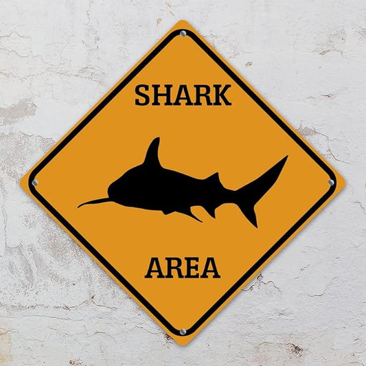 Fierce Fish Crossing Xing Sign Beware of Fierce Fish Metal Sign Ocean Animal Funny Warning Sign Crossing Zone Sign for Farm Yard Front Door Indoor Outdoor Street Sign 12x12in
