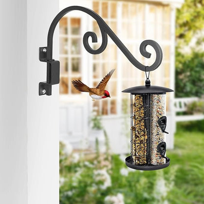 Swivel Plant Hangers Outdoor: 2 Pack 16 Inch Metal Hanging Plant Bracket Sturdy Wrought Iron Plant Hooks Indoor Wall Mount for Hanging Bird Feeders, Lanterns, Flower Baskets, Wind Chimes, Black