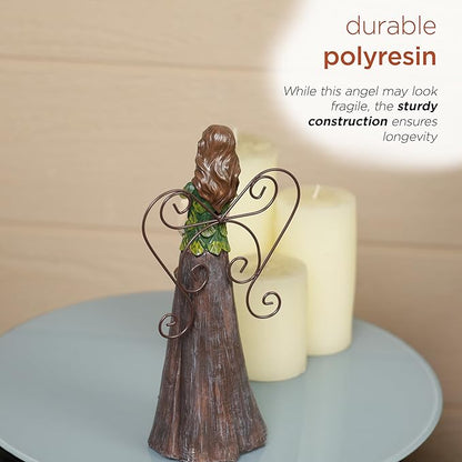 Alpine Corporation WQA1552 Floral Woodland Angel Holding Birdhouse Statue, Sentimental Decor for Garden & Patio, 12" H