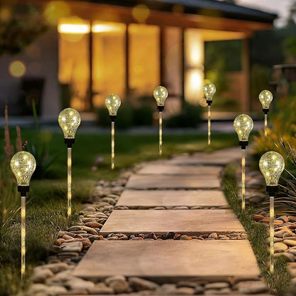 Huacenmy Solar Lights Outdoor Garden Decorative Waterproof 6 Pack Bulb Lights Outside Solar Pathway Lights for Garden Home Christmas Landscape Path Yard Lawn Driveway Flowerbed Decor - Warm White