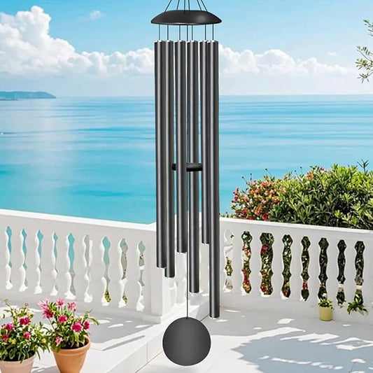 66" Large Wind Chimes for Outside - 6 Thicken Tubes Deep Tone Wind Chimes for Outdoor, Gifts for Memorial, Women, Mom, Grandma, Sympathy, Big Windchimes for Garden and Patio (Black)