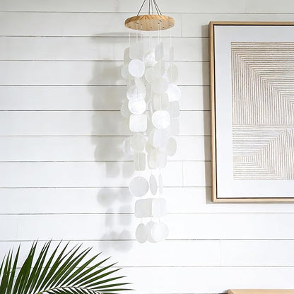MUMTOP Shell Wind Chimes for Outside Clearance, Tropical White Capiz Shell Wind Chime for Patio,Indoor,Outdoor,Garden,Yard,Coastal,Beach Decor or Gifts for Women,Girl