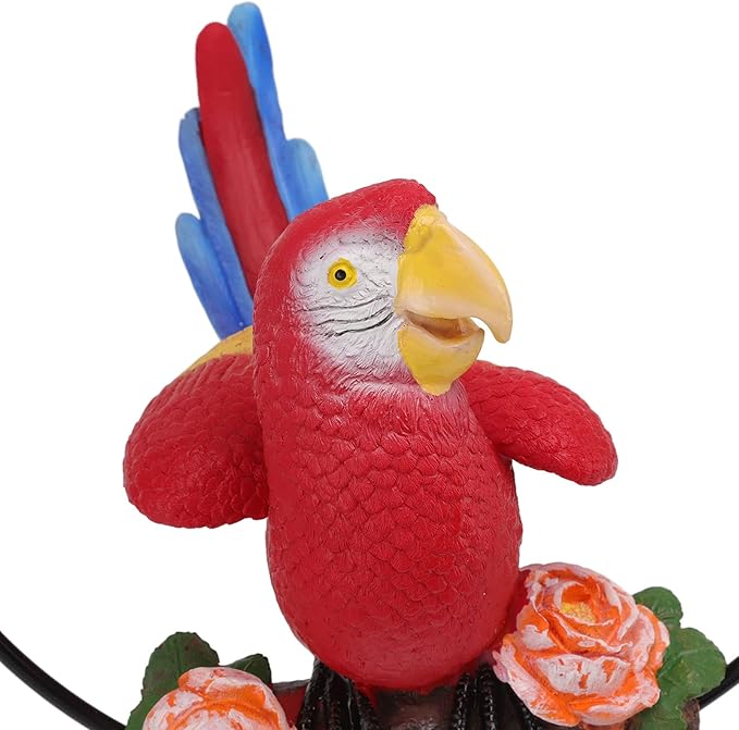 Hanging Iron Ring Parrots Resin Garden Statue, Outdoor Hanging Parrot Decor, Exquisite Small Parrot Craft with Metal Ring for Courtyard Balcony Patio