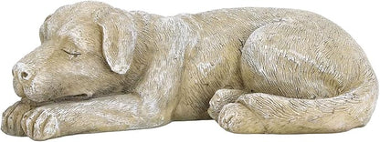 Hapivida Dog Garden Statue, 5.5in Mini Puppy Garden Memorial Stone Sleeping Dog Statue Decor Outdoor Resin Realistics Sculptures Gift Brown