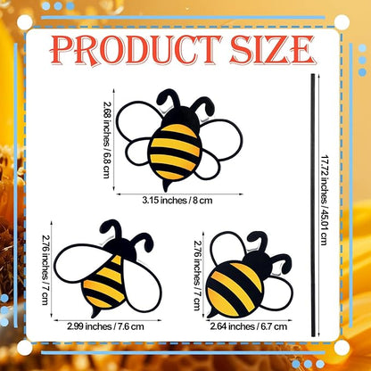6 Pcs Bee Garden Stakes Yard Decor Wood Bee Yard Art Stakes Decorative Spring Vivid Plant Stick for Indoor Outdoor Plant Lawn Path Terrace Flower Pots Festival Party