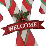 Christmas Candy Cane Garden Stake Decor, Metal Candy Cane Hanging Welcome Sign Outdoor Yard Sign Lawn Stake 27.5"H, Merry Christmas Yard Decor Xmas Holiday Decoration