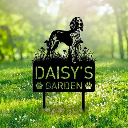 Custom English Setter Dog Metal Memorial Garden Stake Personalized Pet Grave Marker Name Sign Remembrance Stake Decor Sympathy Dog Loss,Outdoor Statues for Yard Garden Lawn Patio Pathway Grave.