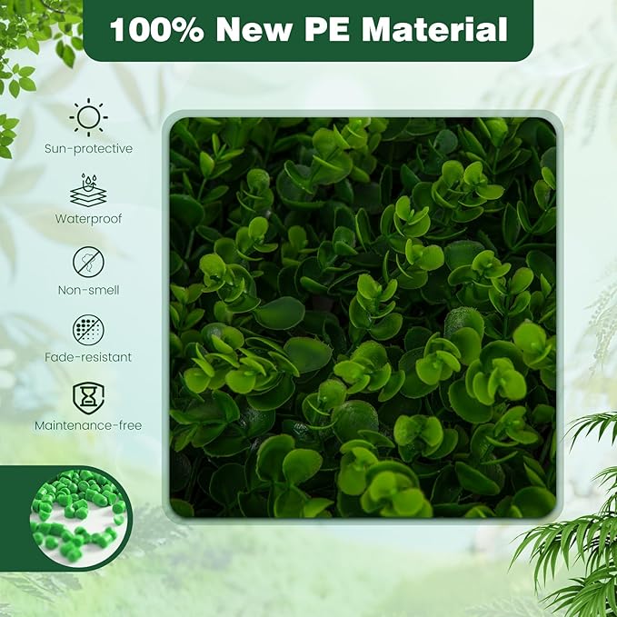 Giantex 2 Pack Expandable Fence Privacy Screen - Decorative Faux Green Eucalyptus Fencing Panel for Balcony, Artificial Hedges with PE Leaves and Willow for Outdoors Garden Patio Deck Apartment