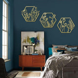 OYEFLY 3 Pcs Metal Flower Wall Decor,Farmhouse Flower Art (Gold)