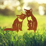 Garden Outdoor Fox Decoration Metal Yard Art Animal Corten Steel Garden Decor Decoration Stake Gift Handmade Wall Art for Yard Lawn Trees Fences Gates Windows Walls-15.7INX15.7IN