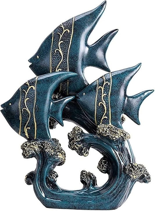 Garden Ornaments Decor Statue Outdoor,Sculpture Statue Ornament, Sculpture Statue Blue Resin Fish Sculpture Home Decoration Office Ornament， Indoor Art Sculpture Decorations for Home Garden