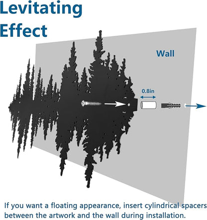 Metal Mountain Wall Art 40" x 32", Mountain Wall Decor, Art Wall Hangings for Living Room, Bedroom, Black and White, 40 Inch Long