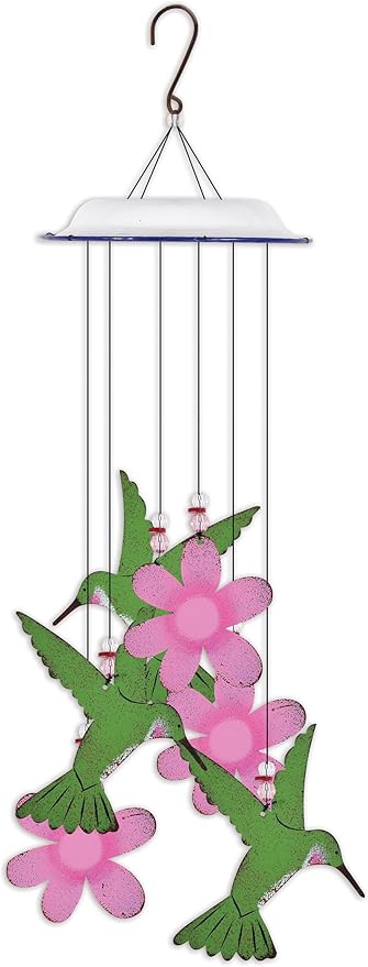 Sunset Vista Designs Wind Chimes for Outside Garden Décor Metal Wind Chime, 14.25", Hummingbird