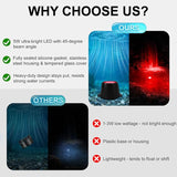5W Submersible LED Pond Lights, Red Color 12V Wired Low Voltage Outdoor Underwater Spot Lights for Pond Fountain Waterfall, 45° Beam Angle, IP68 Waterproof Stainless Steel, Black, 6PK