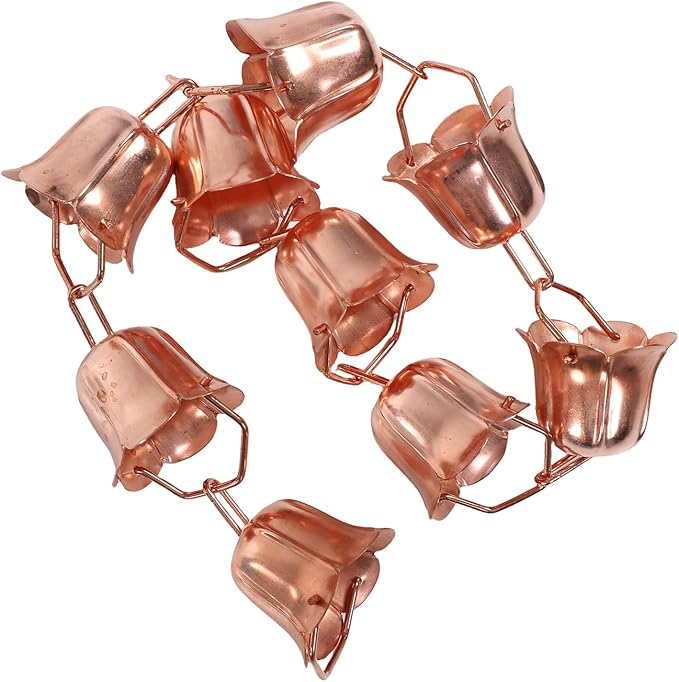 Zerone Decorative Morning Glory Flower Copper Rain Chain 39 Inches Functional Gutter Rain Catcher