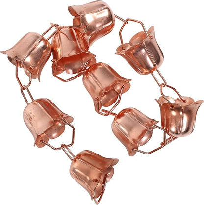Zerone Decorative Morning Glory Flower Copper Rain Chain 39 Inches Functional Gutter Rain Catcher