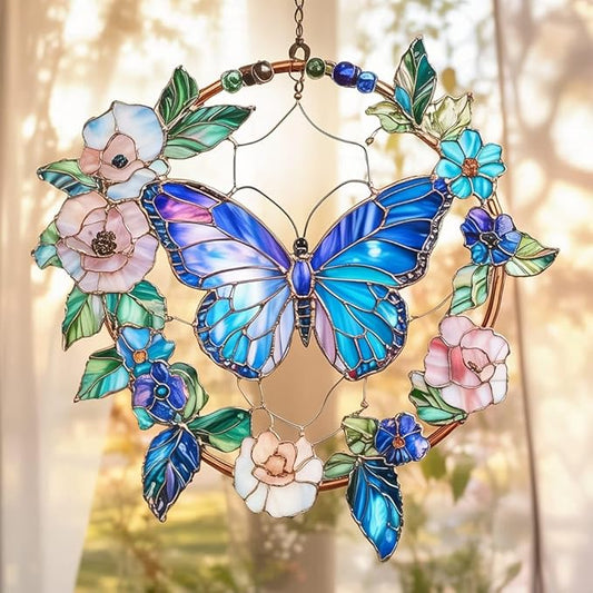 Acrylic Suncatcher Indoor Colorful Window Hanging Ornament Outdoor Sun Catcher Panel for Home Decor Car Garden Crystal Gift Floral Butterfly Acrylic Suncatcher