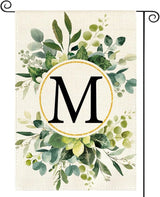 AVOIN colorlife Monogram Letter M Floral Garden Flag 12x18 Inch Double Sided Outside, Family Last Name Initial Yard Outdoor Decoration