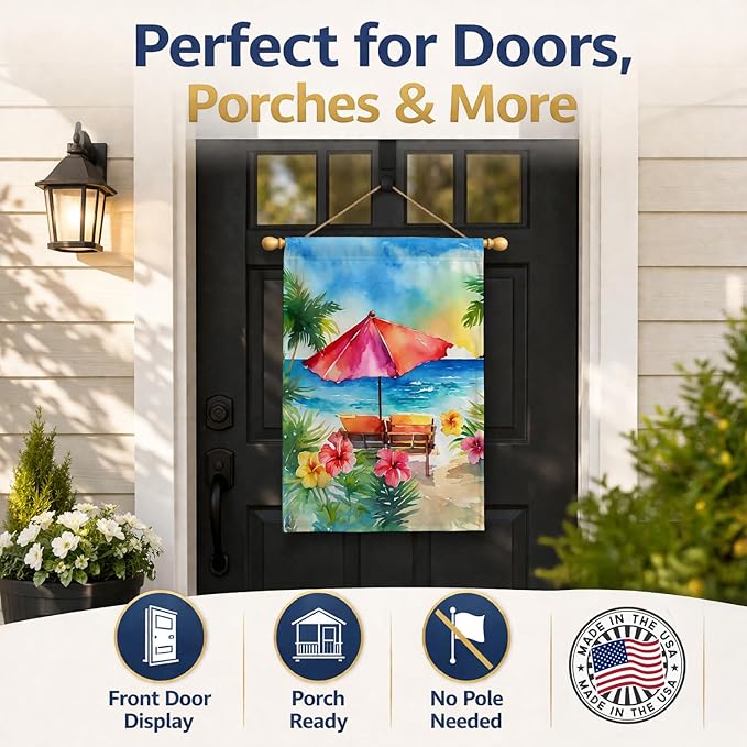Caroline's Treasures Hawaii Hawaiian Hibiscus in Watercolor House Flag Large Porch Sleeve Pole Decorative Outside Yard Banner Artwork Wall Hanging, Polyester, House Size, Multicolor