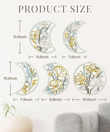 Putuo Decor 5 Pcs Moon Phase Wall Art Set, Minimalist Flower Boho Wall Decor Aesthetic, Spiritual Floral Moon Hanging Art Ornament for Apartment Living Room Bathroom Bedroom Above Bed
