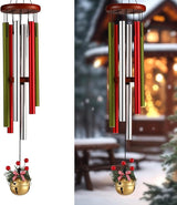 Roowest Christmas Large Aluminium Wind Chimes with Bell for Outdoor 37" Red Green and White Deep Tone Soothing Melodic Tones Wind Chimes for Outside Garden Patio Decor Gift for Mom Women Neighbors