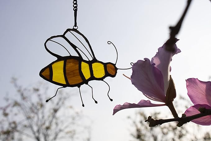 Bee Suncatcher Colored Glass Window Hanging Bee Ladies Mother Lover Grandmother Decorations and Birthday Gifts
