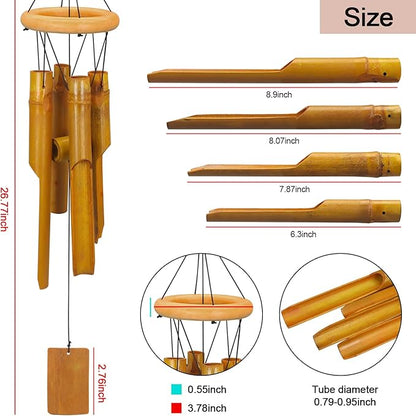 VIREKM Wooden Wind Chimes for Outside, Sympathy Wind Chimes Bamboo Windchimes Outdoors with Natural Sounds, Gifts for Mom, Indoor Outdoor Decorations for Patio Porch Garden and Backyard