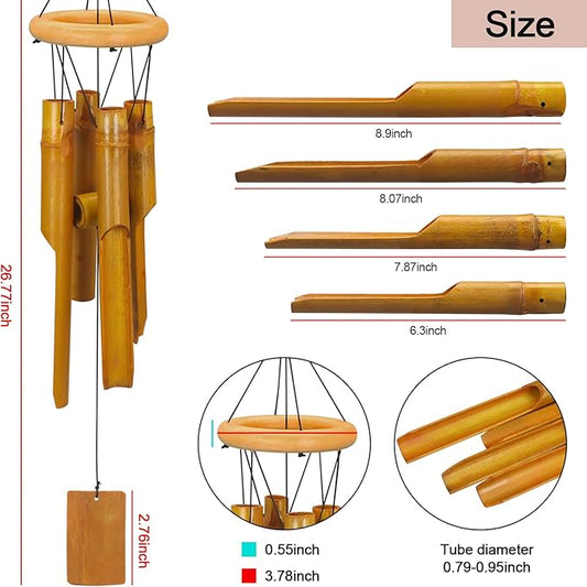 VIREKM Wooden Wind Chimes for Outside, Sympathy Wind Chimes Bamboo Windchimes Outdoors with Natural Sounds, Gifts for Mom, Indoor Outdoor Decorations for Patio Porch Garden and Backyard