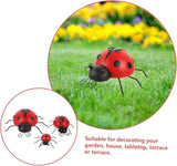 Holibanna 3pcs Iron Art Ladybug Decorations Realistic Outdoor Garden Decor Red Ladybug Adornments for Lawns Patios and Gardens Extra Small Small Medium