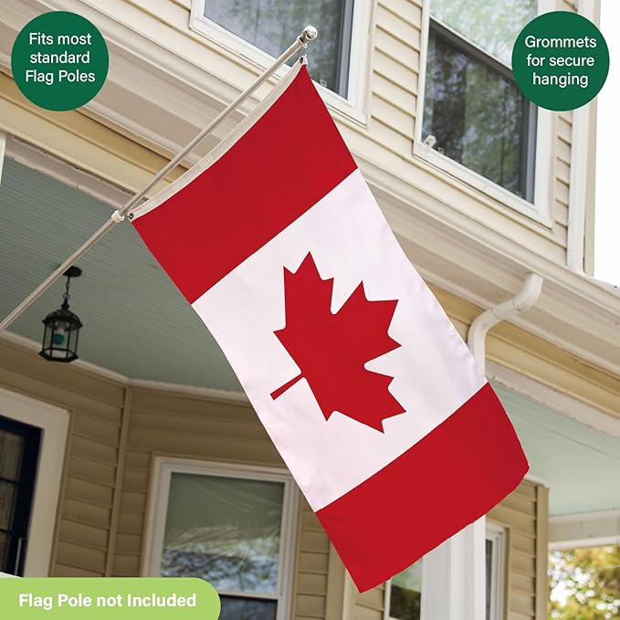 Evergreen Canadian Flag 3x5 Outdoor Double Sided, Canada Flags for Outside with Grommets, 3-Ply Banners for Garden Patio, Indoor Flags for Wall Decor, Works with Standard Estate Flag Poles