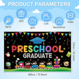 Large Preschool Graduation Party Banner Decorations 72x44 Inch, Kindergarten Graduate Banner Flag Photography Background for Kids Class of 2023 Ceremony Congratulations Grad School Prom Supplies