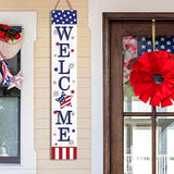 Patriotic 4th of July Welcome Sign for Front Porch, 250th Anniversary Memorial Day Wooden Porch Sign For Outdoor Patio, USA American Flag Standing Yard Sign Summer Door Signs for Garden Wall