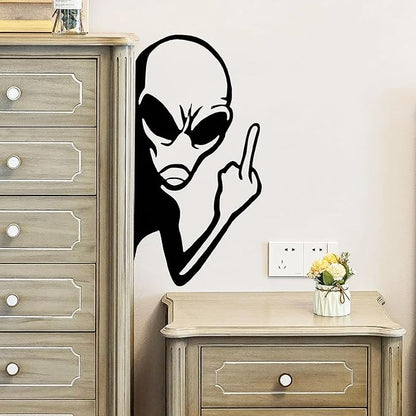 Peek-a-Boo Alien Yard Sign, Funny Peeking Metal Wall Art for Home Fence Garden Fence Patio Yard Farmhouse Outdoor Decor for Sci-Fi Fans & Pranksters, Unique Gift Idea (Middle Finger Alien,S)