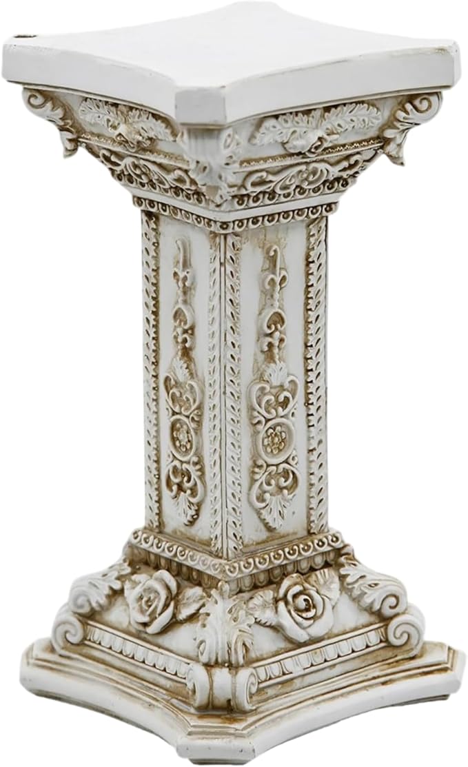 Classic Roman Column Pedestal with Elegant Carvings, Resin Garden Pillar for Outdoor & Indoor Decor, 5x9 Inch Greek Style Columns for Statues, Plant Stands