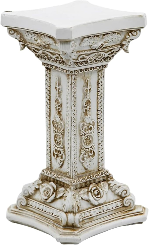 Classic Roman Column Pedestal with Elegant Carvings, Resin Garden Pillar for Outdoor & Indoor Decor, 5x9 Inch Greek Style Columns for Statues, Plant Stands