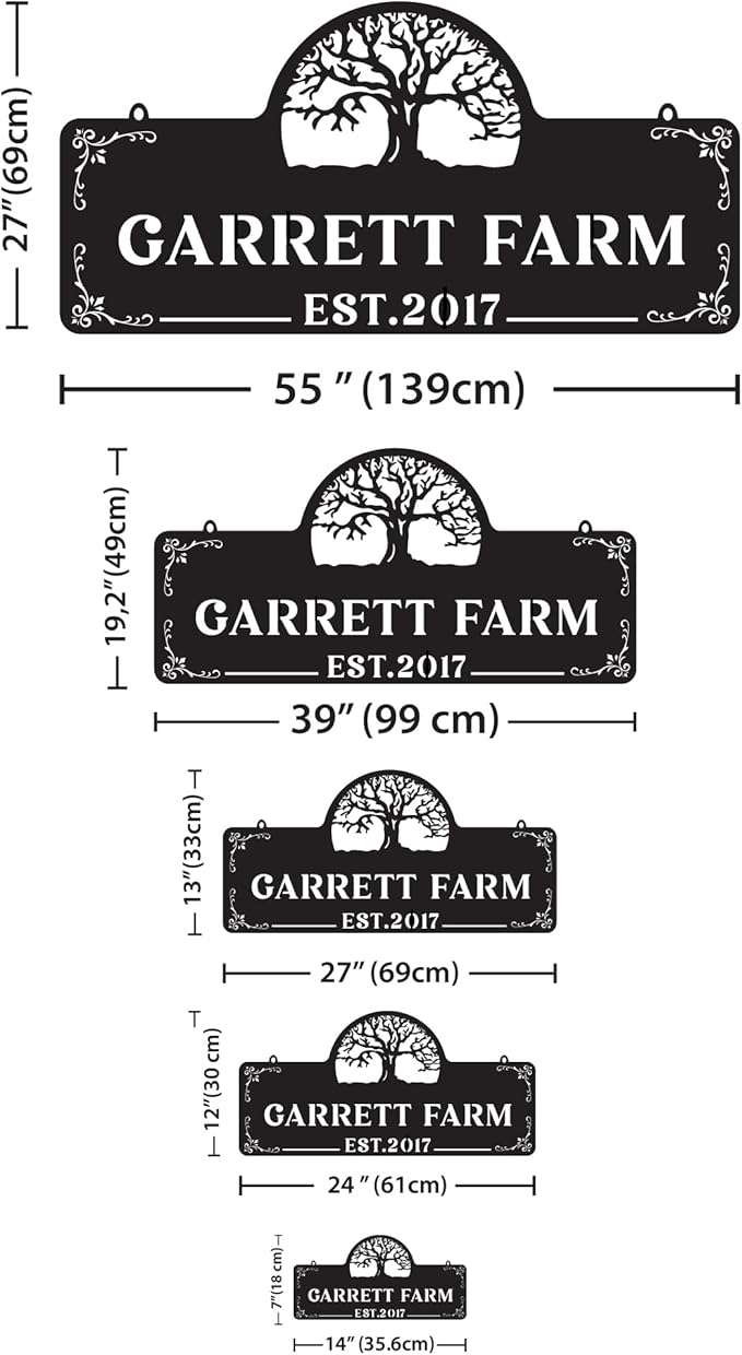 Personalized Metal Farm Sign, Customized Family Name Ranch Sign, Large Last Name Sign for Farmhouse Decoration, Outdoor Farm Wall Art, Welcome Sign, Entrance Gate Sign, Farm Lovers Gift, Garden Decor