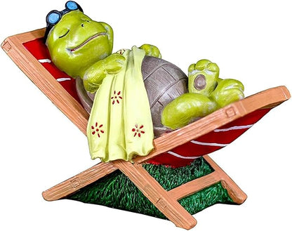Garden Ornaments Outdoor Garden Animal Sculpture Creative Tortoise Leisure Chair Resin Statue Cute Animal Pastoral Decoration Home Ornament Crafts Garden Ornaments