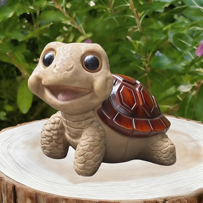 Whimsical Turtle Garden Statue – Outdoor Decor for Yard, Patio, Backyard & Balcony, Fairy Garden Accessories & Ornament, Ideal Birthday for Women, Mom, Men(red)