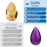 PATIKIL K9 Crystal Pendants Teardrop Beads, 10 Pack 38mm Chandelier Prisms Parts Hanging Beads DIY Lamp for Arts Crafts Decoration, Electroplating Gold Tone
