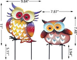 Pack of 2 Metal Fresh Color Owl Garden Statues Silhouette Owl Stakes Decorative Outdoor Statues Animal Sculptures for Yard Décor and Lawn Ornaments, MX202303-1