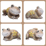 Artpaul Frog Statue for Garden Decor - Smiling Frog Sculpture with Yellow Flower Accents, Handcrafted Outdoor Cute Frog Gift & Lawn Decor