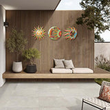 VividLadybug Metal Sun Moon Wall Art Decor,set of 3,Vivid Sun Moon Metal Wall Decor,Colorful Sun Face Sculptures, Indoor Outdoor Wall Decor Fence Garden Courtyard Decoration,wall art decor,hanging decor