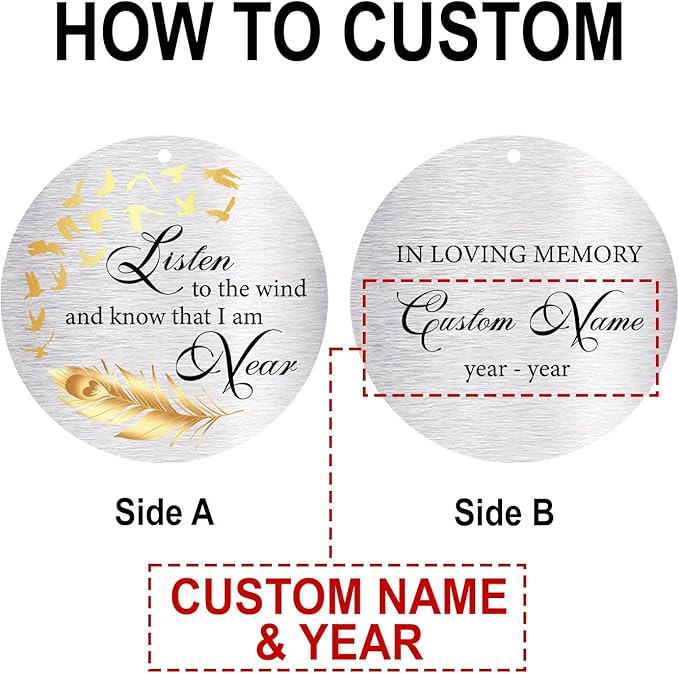 Personalized 30" Memorial Wind Chimes for Outside, Bereavement Gift in Remembrance of a Loved One, Sympathy Gift for Loss of Mother Father Husband, Garden Patio Decor