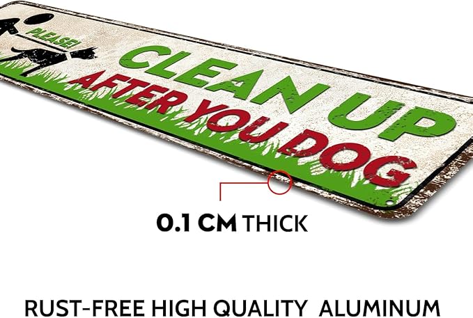 Please Clean Up After You Dog Sign - Vintage Funny Metal Tin Sign for Indoor or Outdoor Use Garden Yard Signs 4x16 Inch