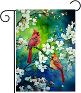 Spring Summer Cardinal Birds Garden Flags for Outside Birds Outdoor Flags Decorative 12x18 Double Sided Floral Welcome Yard Flag Small Red Bird Flag Dogwood Flower Decor