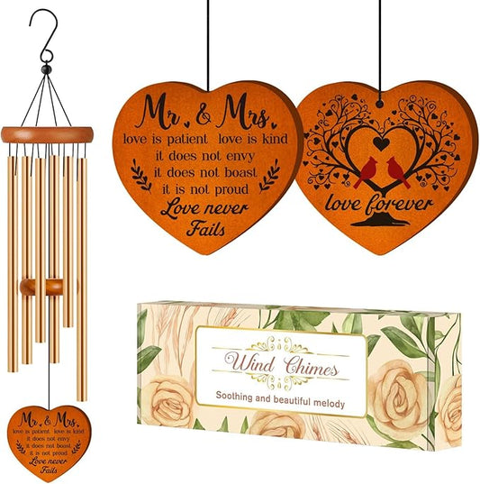 Wedding Gifts for Couples 2026, Mr and Mrs Wind Chimes, Engagement Bridal Shower Gift for Newlywed, Bride, Groom, Wife, Husband, Anniversary Marriage Presents for Couple