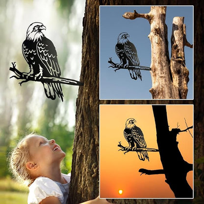 OULYDEKO Bald Eagle Metal Bird Yard Art, Outdoor Tree Decor, Eagle Statue Gift for Men