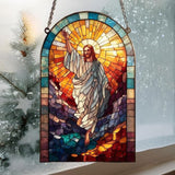 Radiant Mosaic Jesus Christ Acrylic Suncatcher Stained Glass Effect Window Car Hanging Christmas Ornament Indoor Outdoor Decor Garden Sun Catcher Panel for Women Mom Grandma