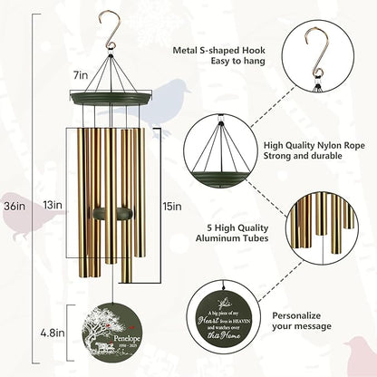 ASTARIN Personalized Wind Chimes Memorial, 30/36 in Cardinal Memorial Wind Chimes, Life Tree Custom Sympathy Gifts in Loving Memory of Mom/Dad, Wind Chime for Loss of Loved Ones(Produced in USA)